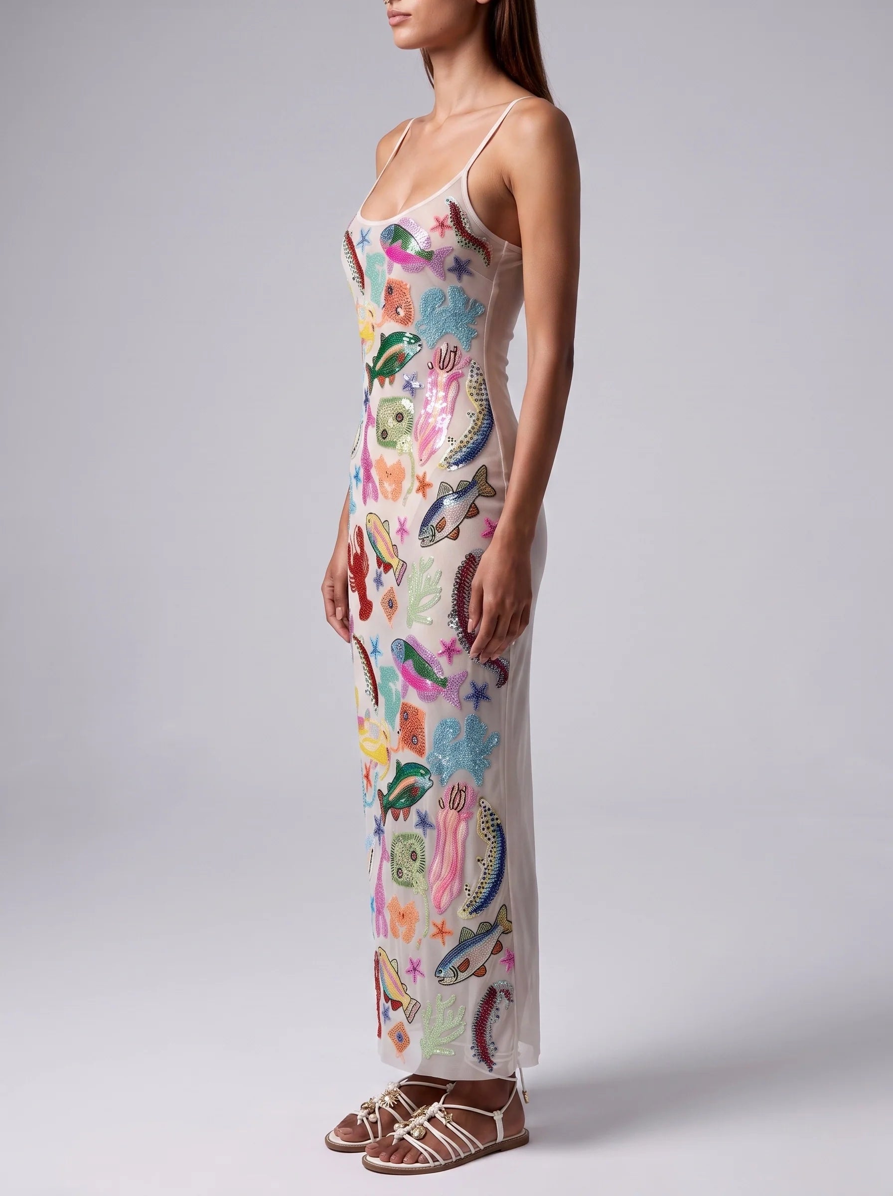 Arizona Long Dress Maxi Thin Strap Sheer