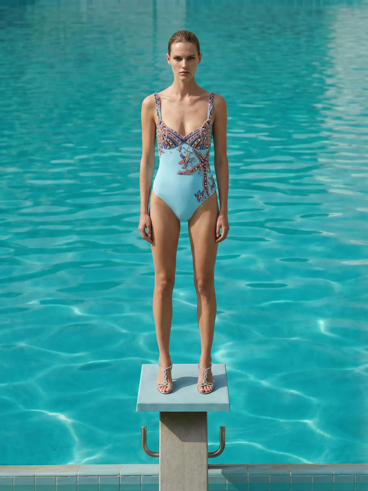 Selene Sea Shell Swimsuit in Aqua