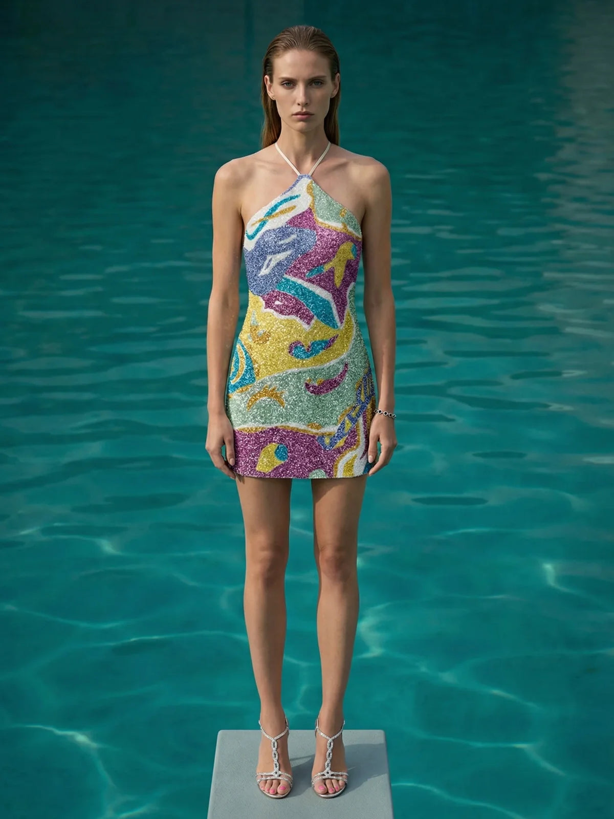 Paradise Mosaic Beaded Mini Dress