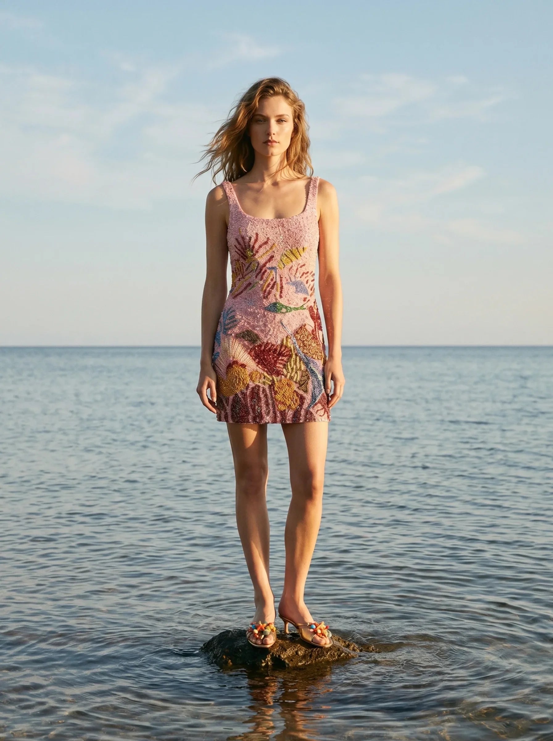 Oceanic Bloom Mini Dress