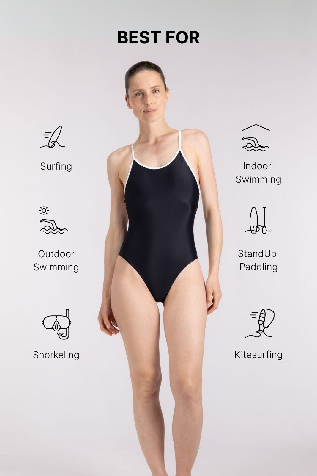Racerback Swimsuit High Cut ― Black