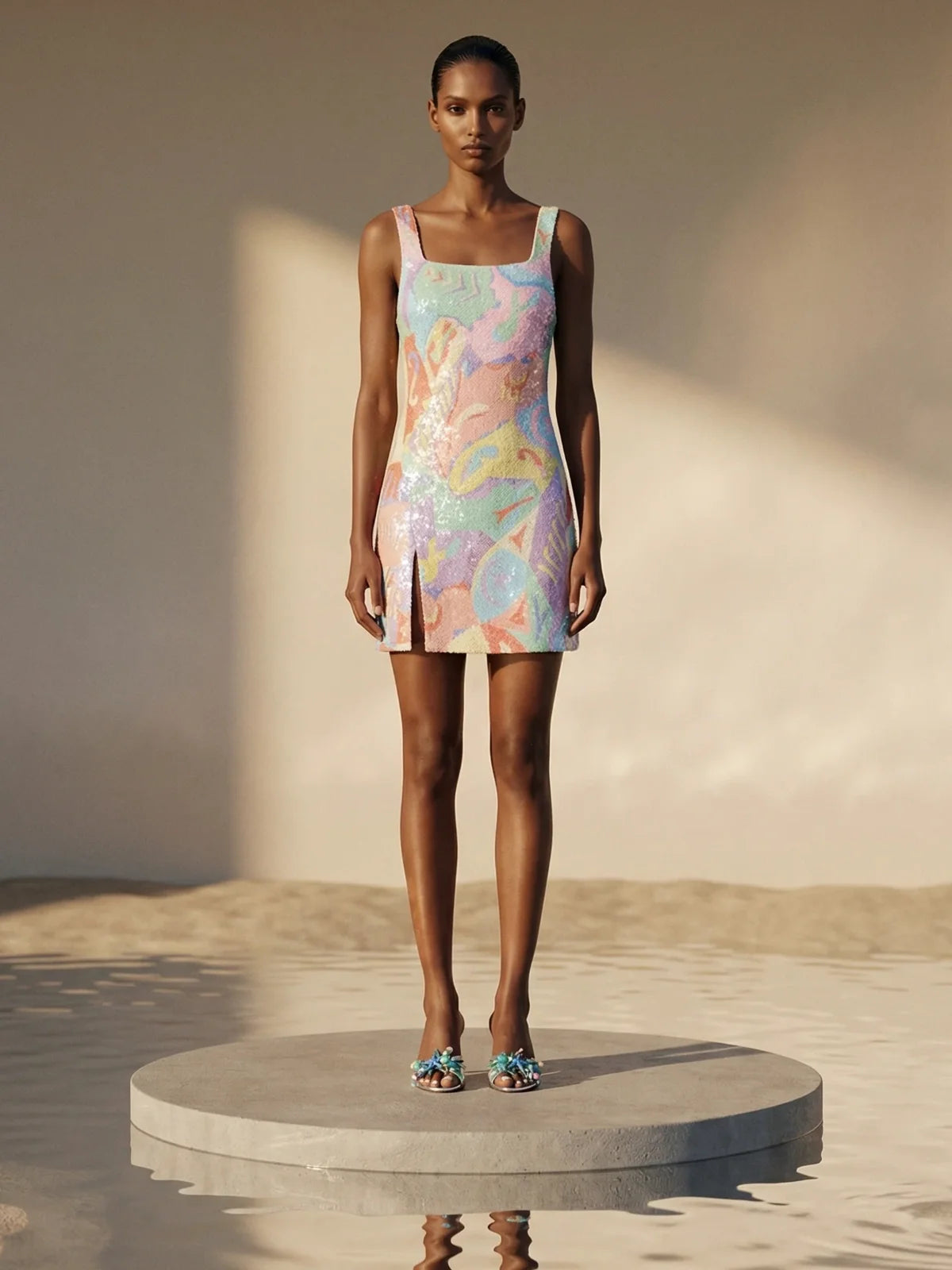 Boston  Vibrant Hand-Beaded Dress in Pastel