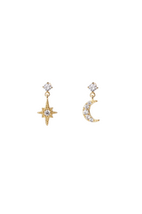 Sun and Moon Stacked Teardrop Earrings in Gold