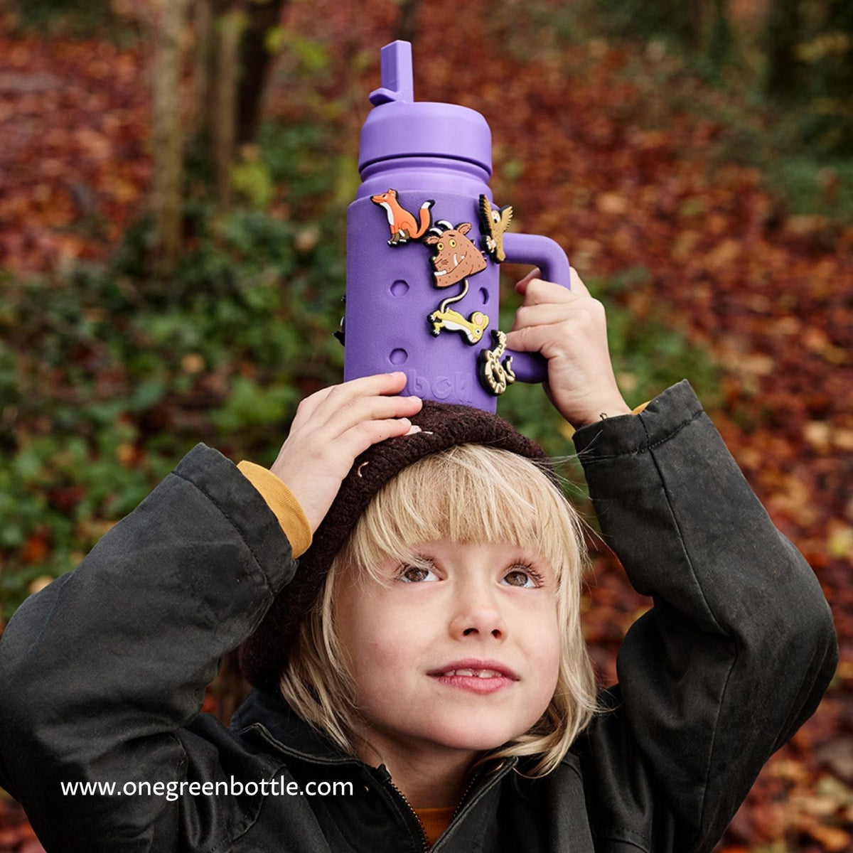 Personalised Gruffalo Purple Epic Jug Canteen | 400ml Kids Water Bottle With Charms