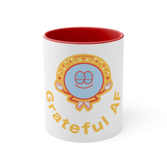 Grateful AF Accent Coffee Mug (Red Handle & Interior)