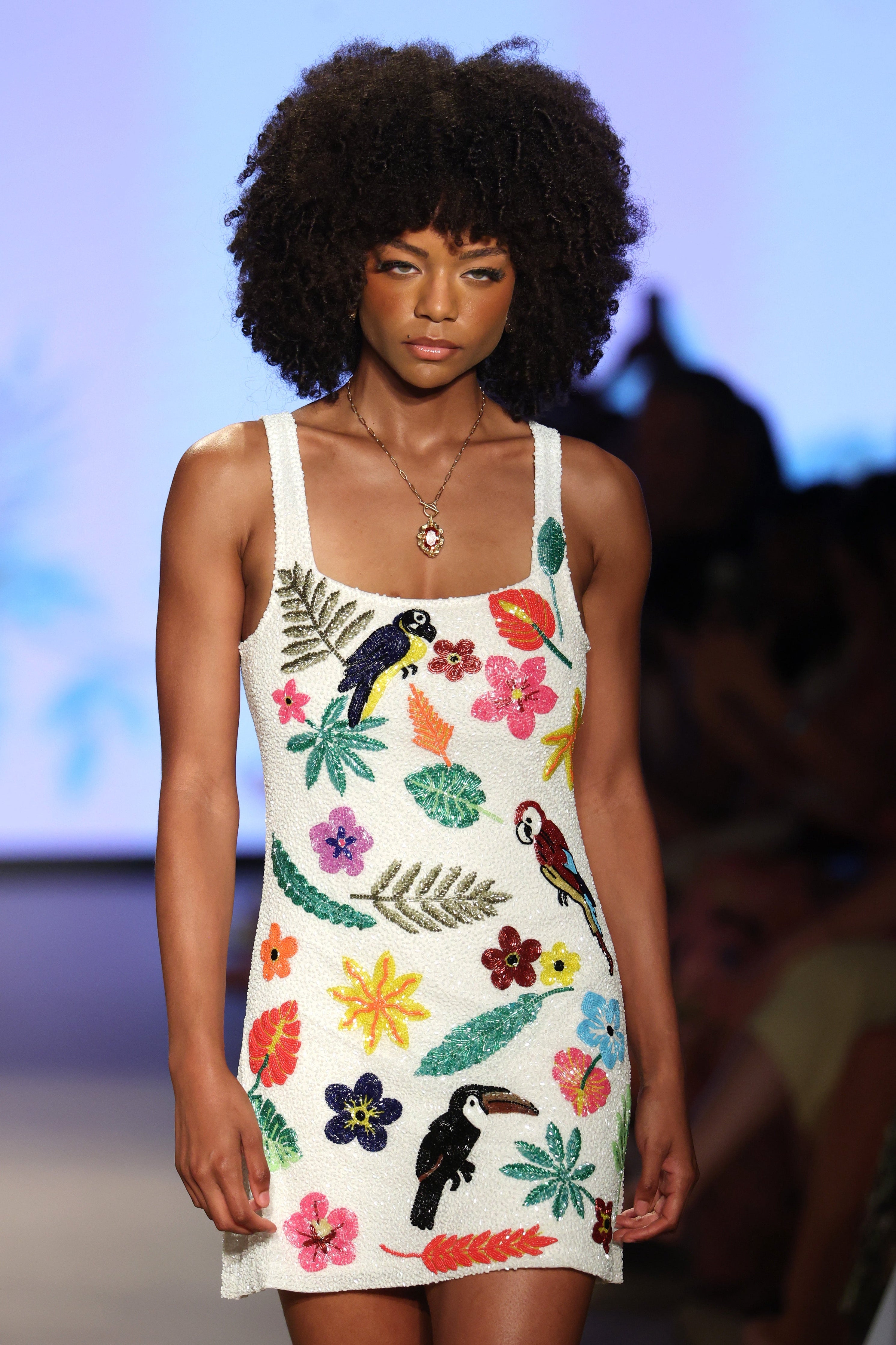 Sofia Tropical White Mini Dress