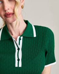 Jamie Pointelle Knit Short Sleeve Polo