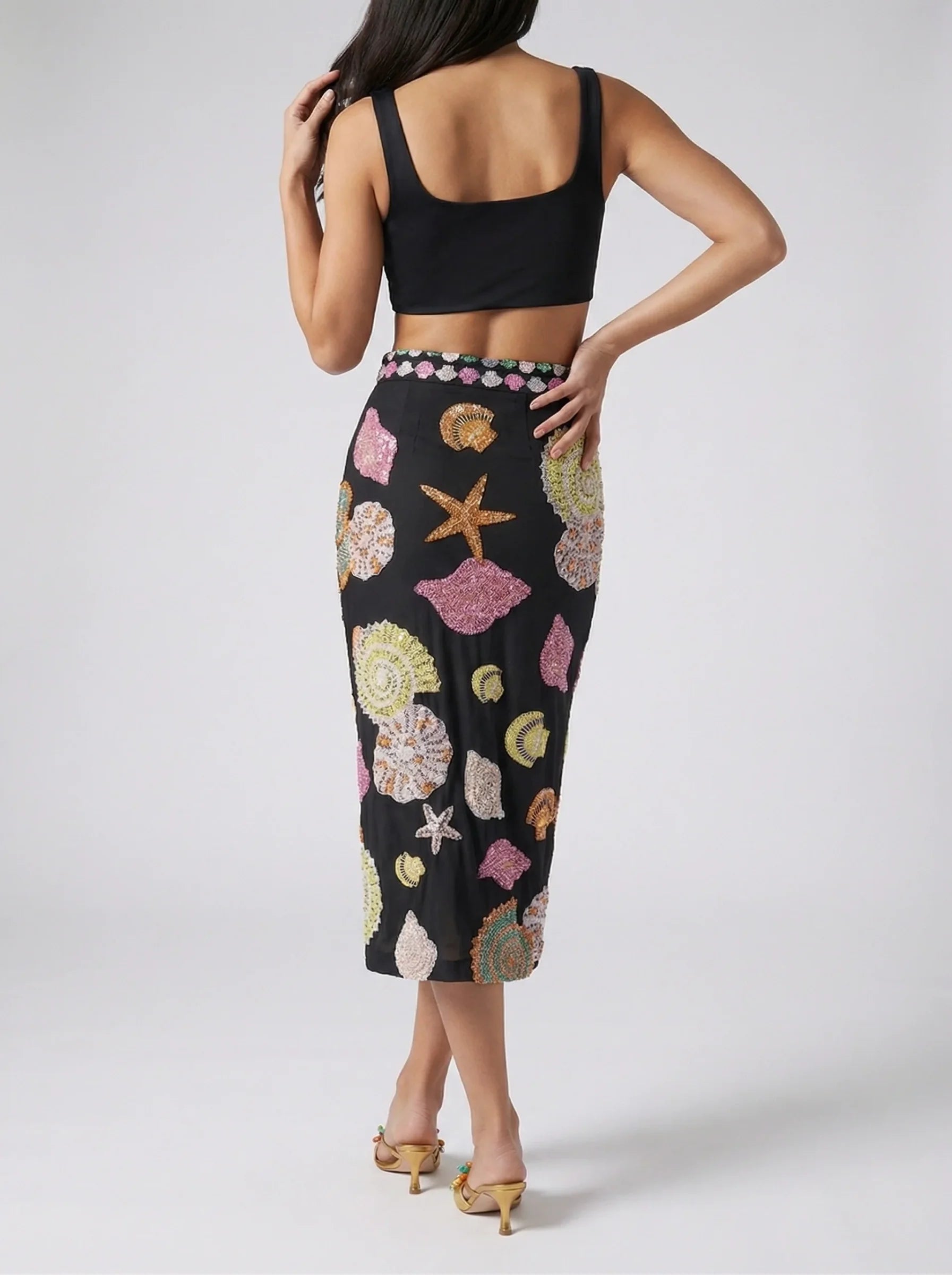 New York Hand-Embroidered Top Black