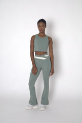 YOGAFLOW WRAP WAIST FLARE TROUSERS DUO SOFT SAGE