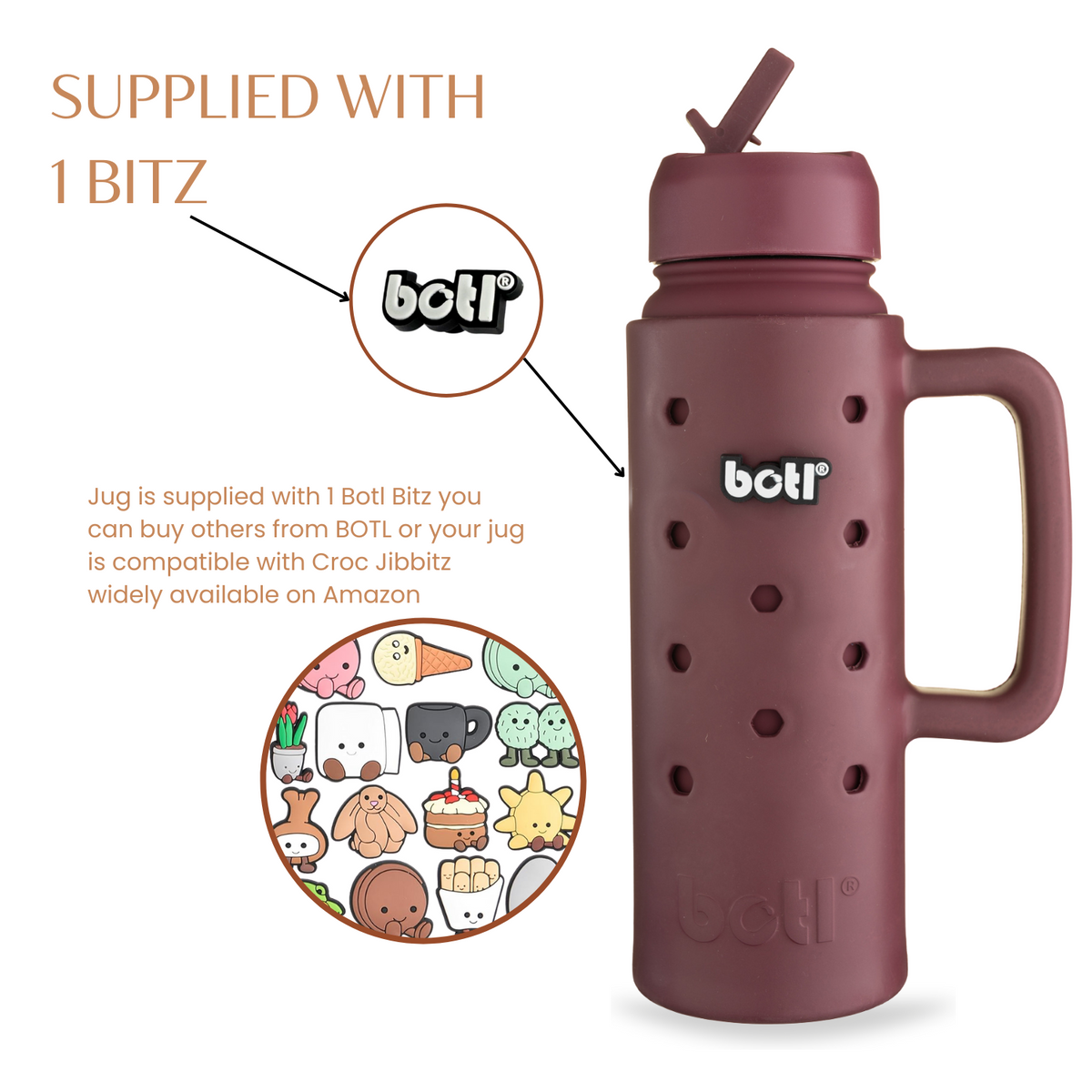 700ml Personalised Insulated Leakproof Bottle | Dark Cherry Epic Jug | BOTL
