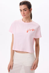 "A LA PLAGE" CROPPED T-SHIRT - CANDY PINK