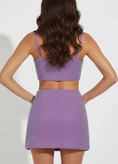 Monni Co-Ord Hand Embroidered Crystal Skirt - Purple