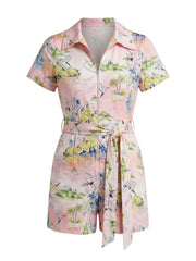 Pink Floral Printed Romper