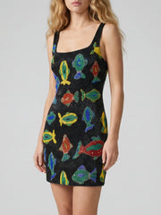 Tropical Fish Beaded Mini Dress