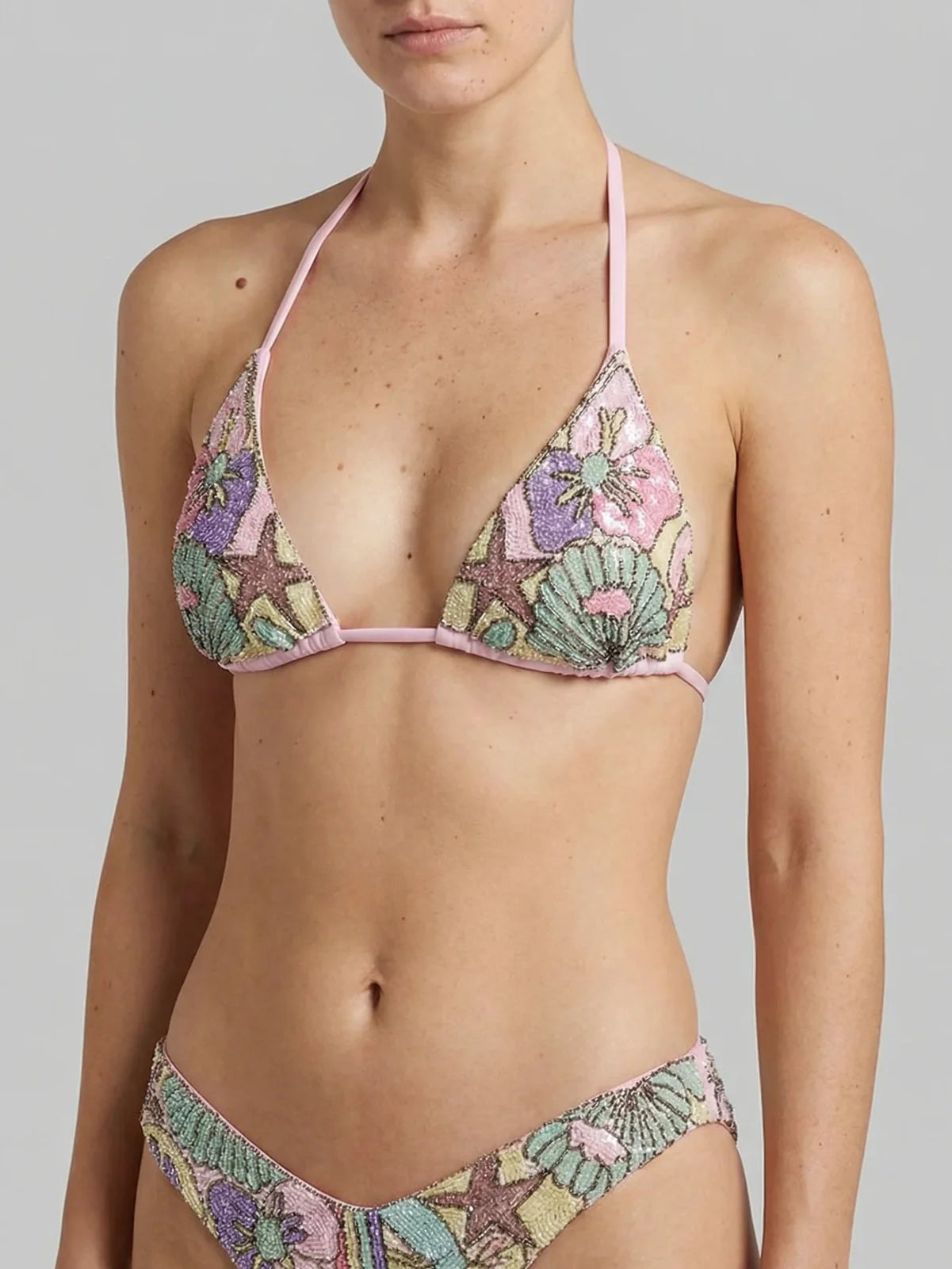 Talia Hand Embroidered Multi Colour Bikini Top