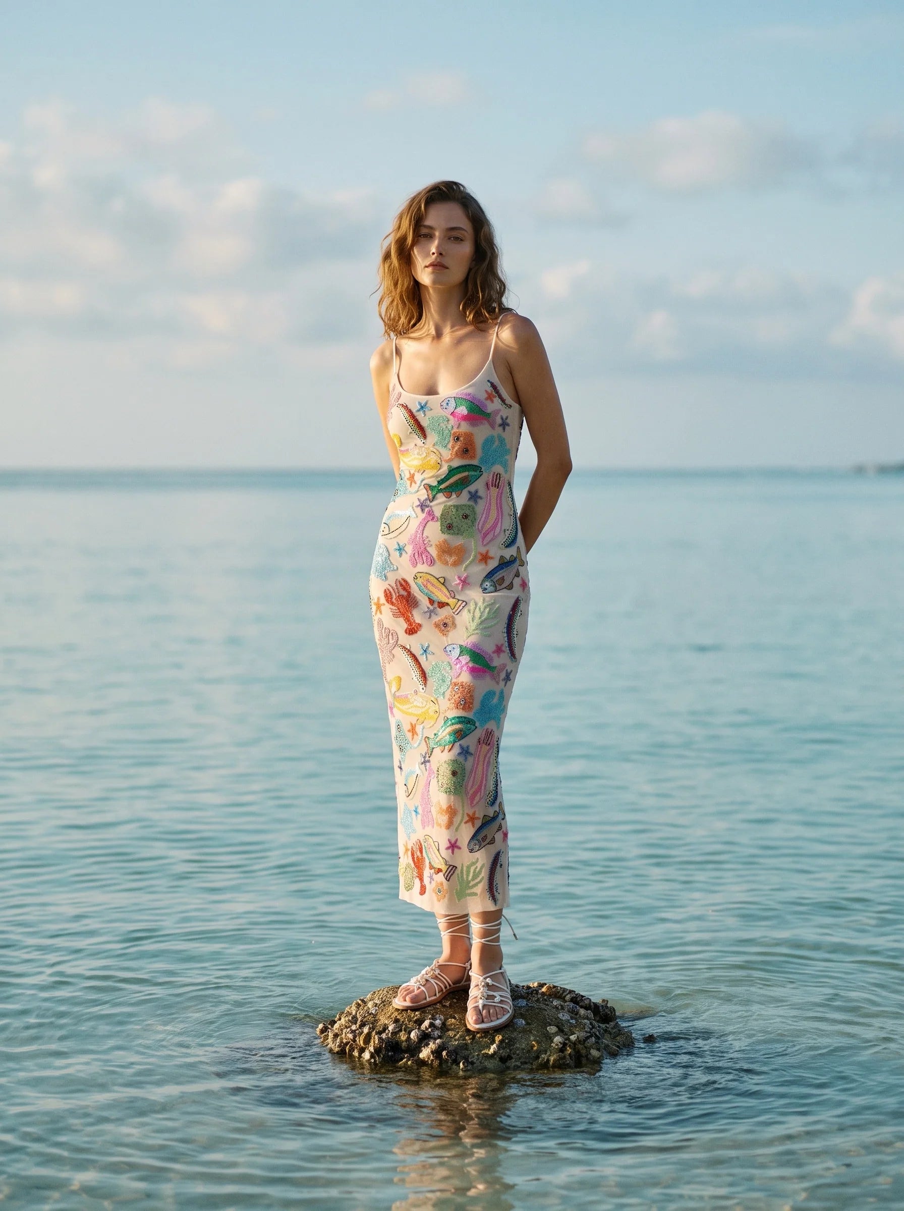 Arizona Long Dress Maxi Thin Strap Sheer