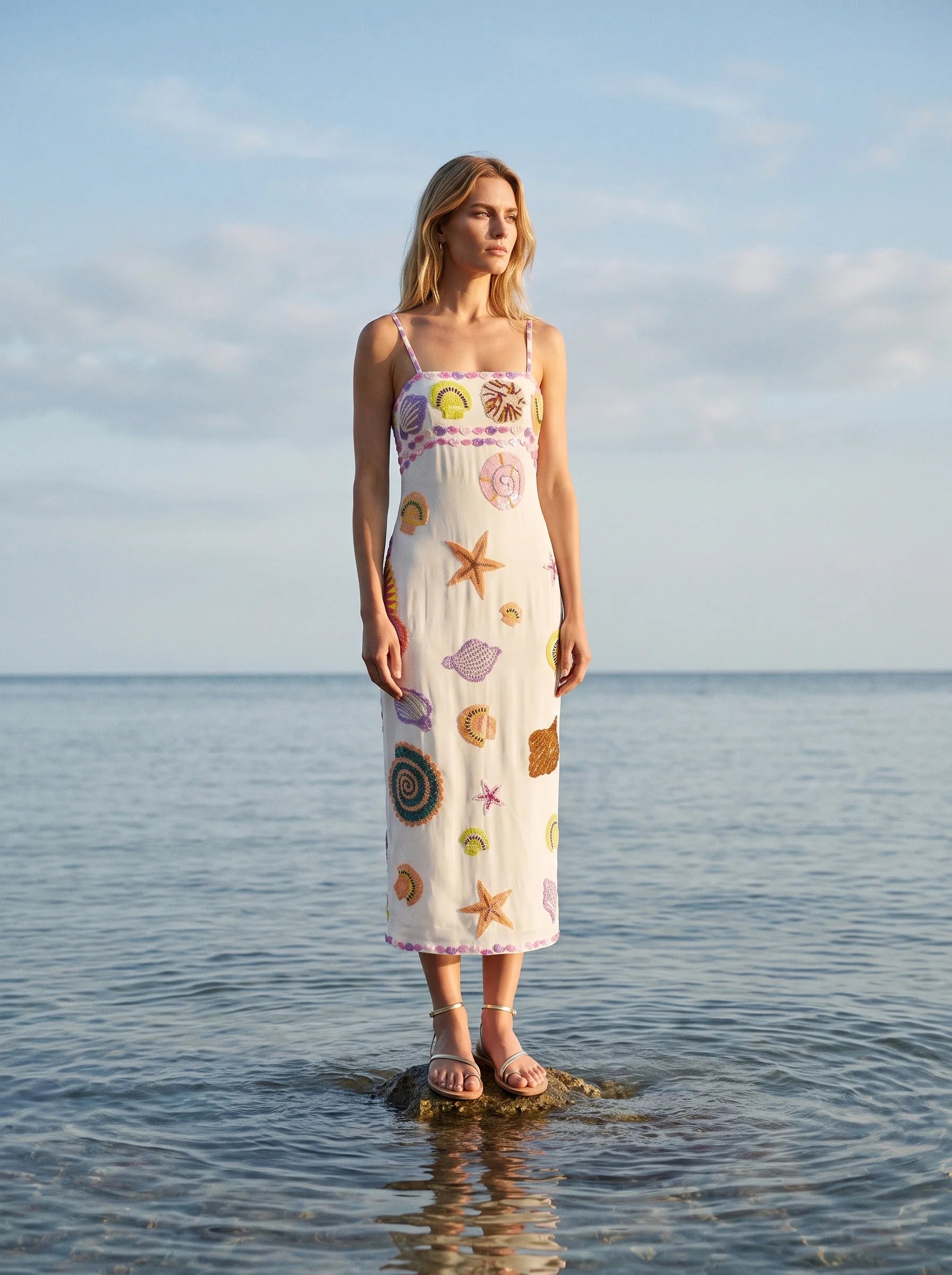 New York Strapped Dress in White