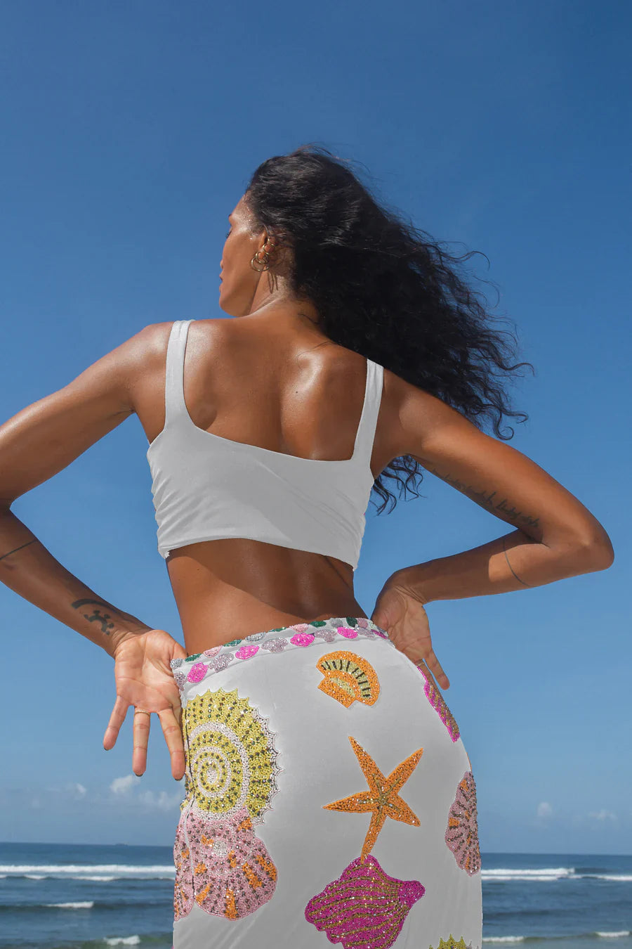 New York Hand-Embroidered Top White