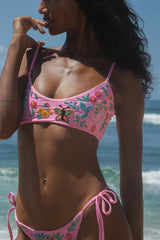 Los Angeles Hand-Embroidered Underwire Bikini Top Only in Pink