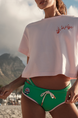 "A LA PLAGE" CROPPED T-SHIRT - CANDY PINK