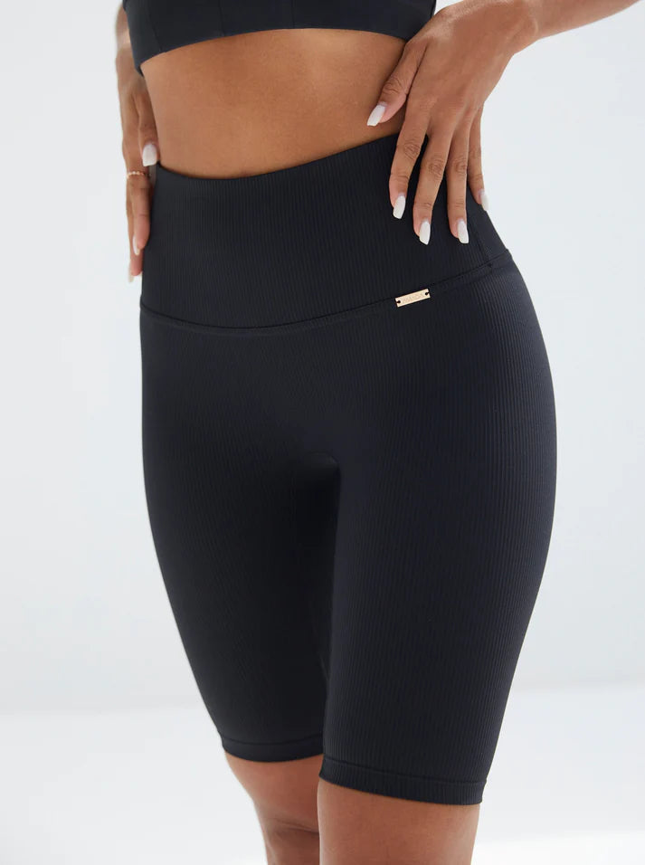 Balma Ribbed Biker Shorts Black