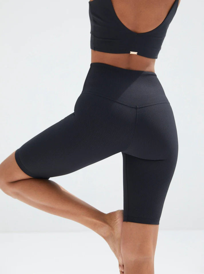 Balma Ribbed Biker Shorts Black