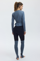 MERINO BALLET WRAP CARDIGAN - BLUE