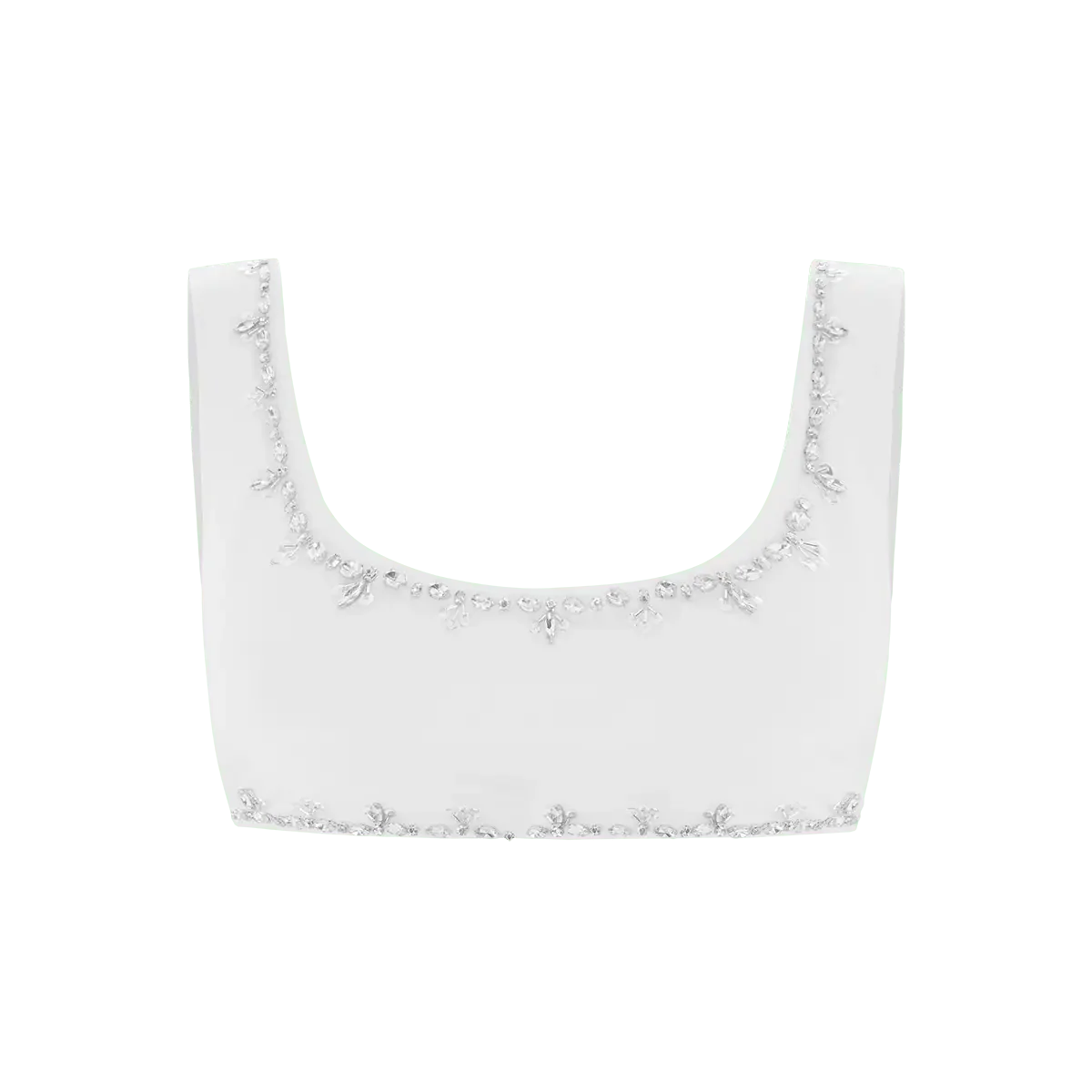 Aaliyah Hand Beaded Crystals Bikini Top White