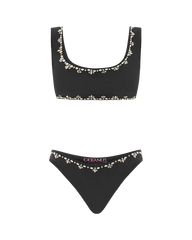 Aaliyah Hand Beaded Crystals Bikini Top - Black