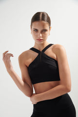 AirRise Convertible v Neck Sports Bra - Black