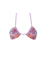 Fia Tropical Hand Embroidered Bikini Top - Lilac