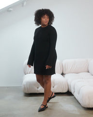 Aušra: Black Organic Cotton Mini Dress - Promo