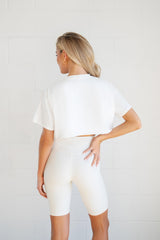 Raw Cropped Tee in White