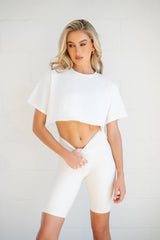 Raw Cropped Tee in White