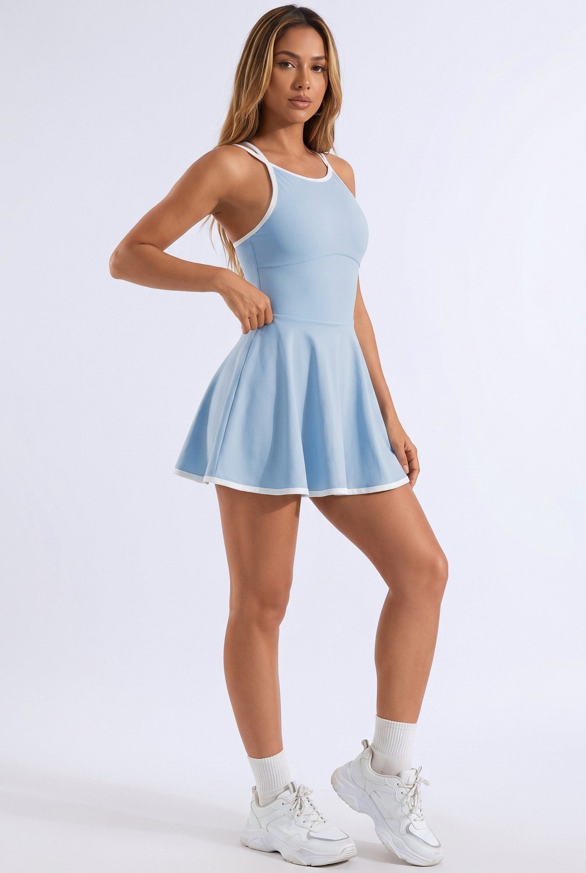 BELLA Halter Contrast Trim Dress
