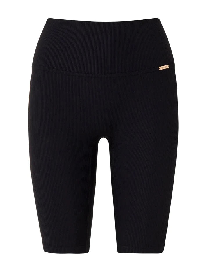 Balma Ribbed Biker Shorts Black