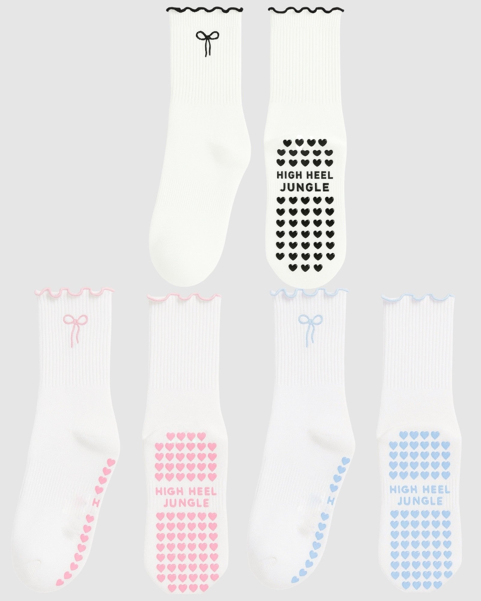 Bowtiful Frilled Edge Grip Sock - 3 Pack Value Bundle