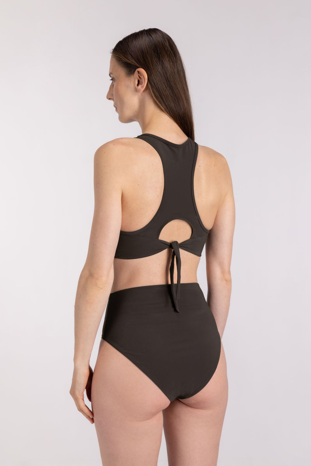 Bikini Top Racerfront Tie ― Coffee