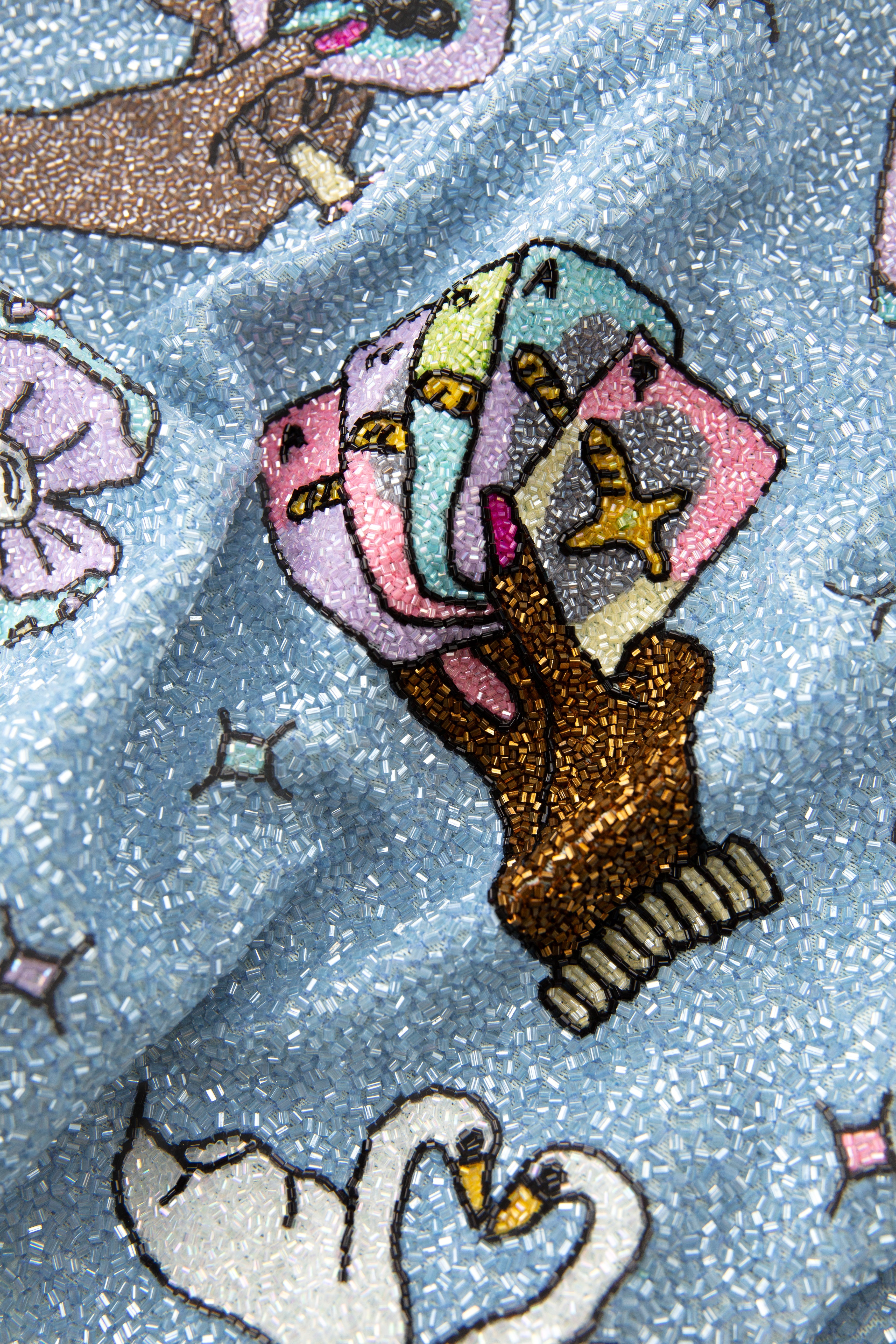 Vegas Embroidered Co-Ord Top– Blue Sparkle