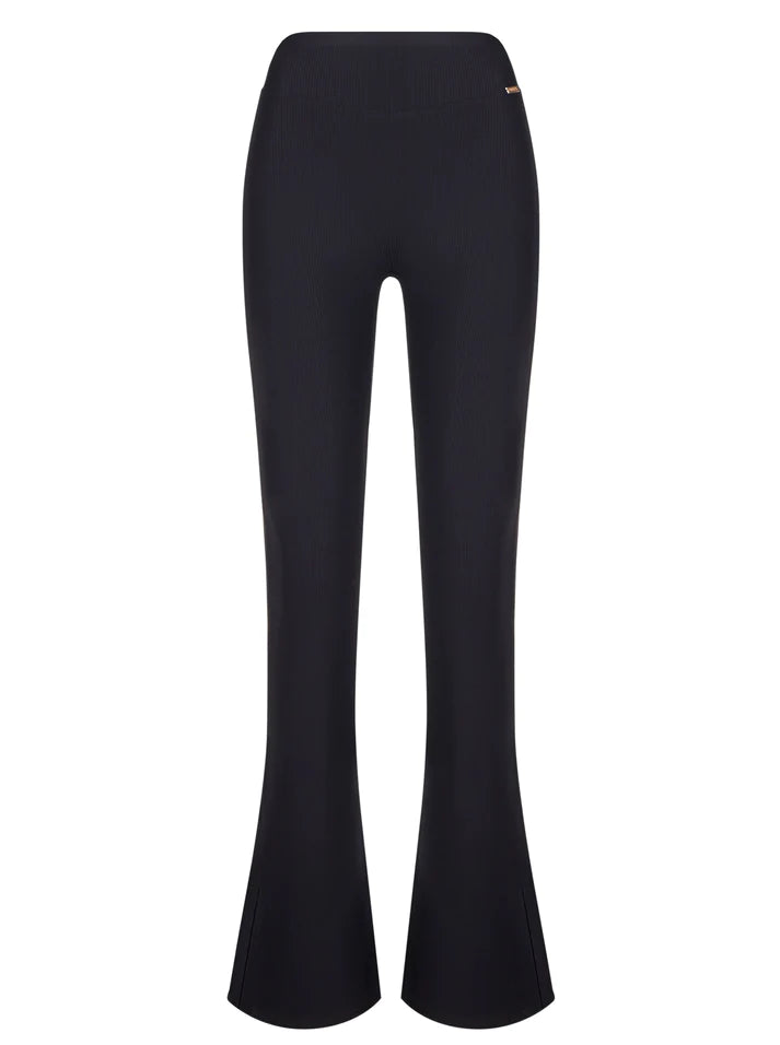Cozma Flare Slit Leggings Ribbed Black