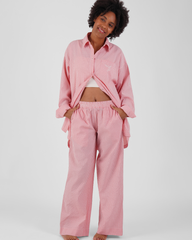 Camellia Gingham Ethical-Cotton Pyjama Trouser - Sunrise Pink