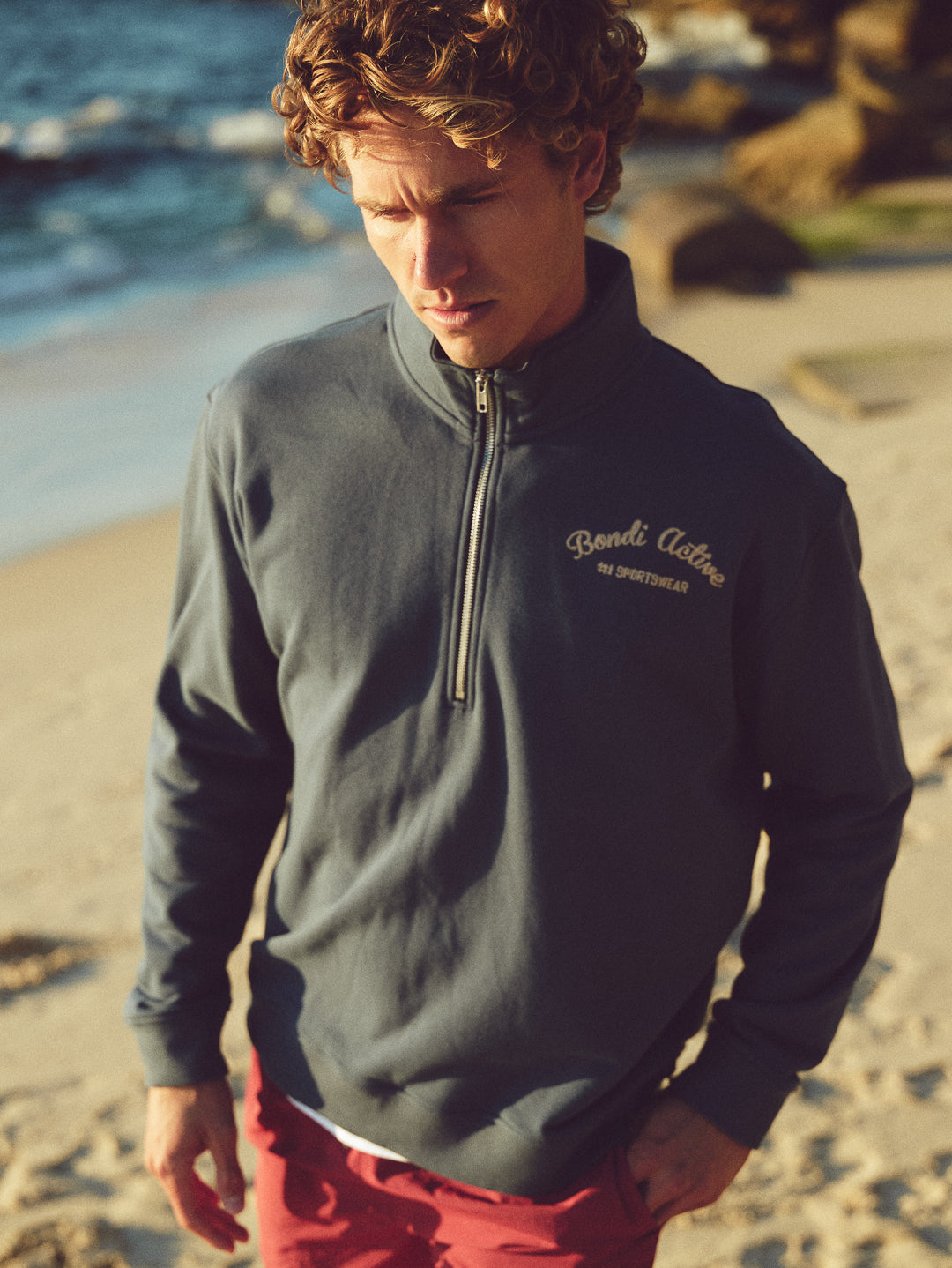 Forma 1/4 Zip Sweat - Washed Teal