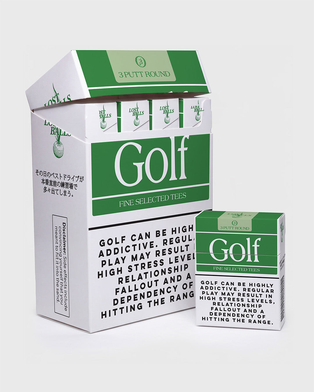 THE LOST BALLS X 3 PUTT ROUND "ADDICTION" TEE PACK COLLECTABLE CARTON