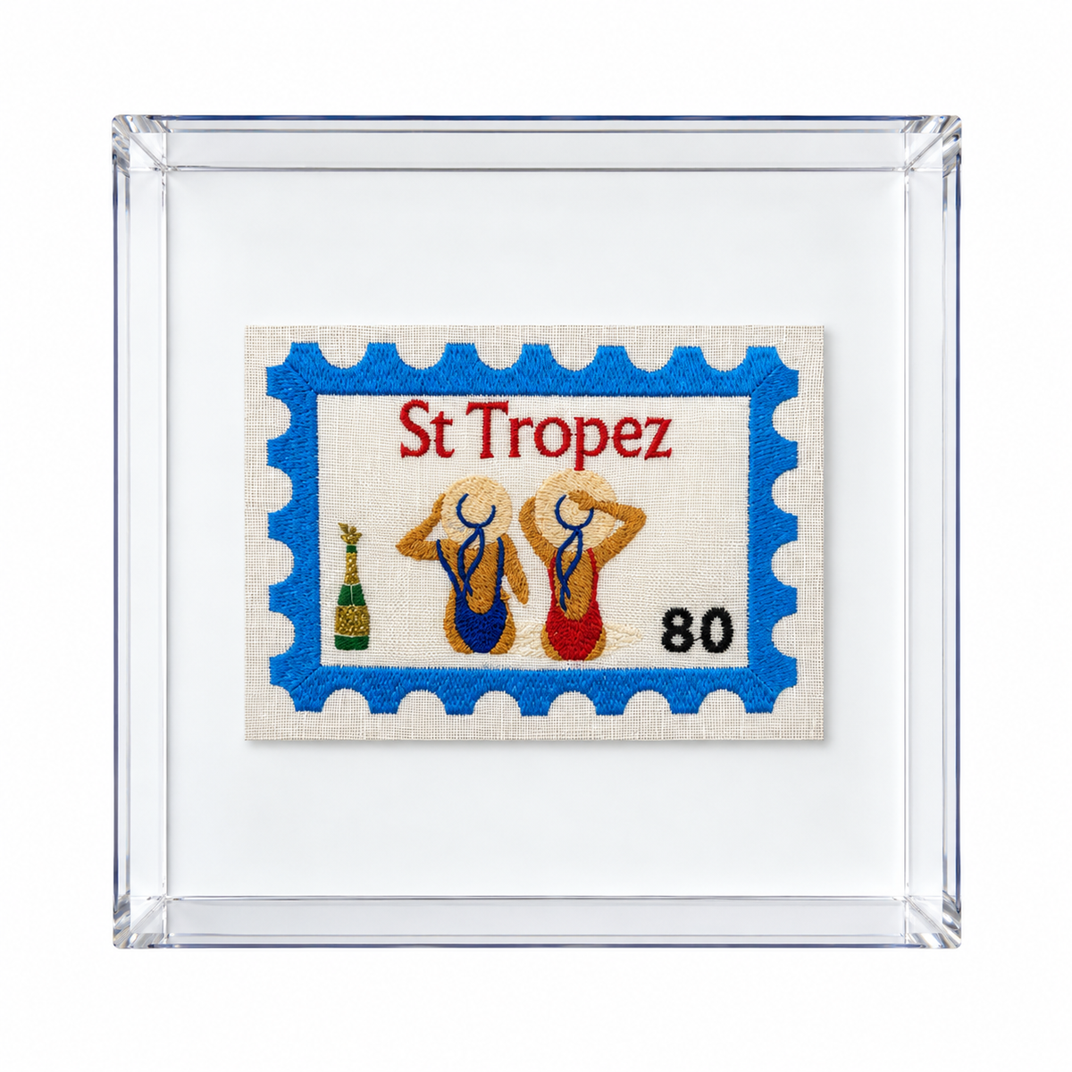 St Tropez Embroidered Postcard Artwork