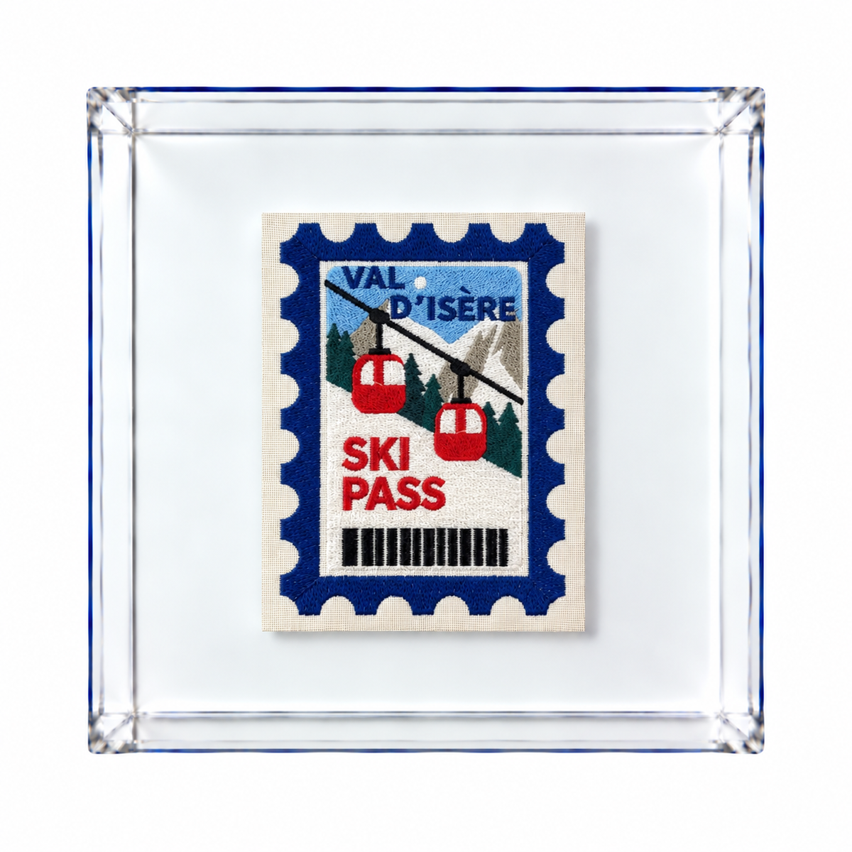 Val D'isere Embroidered Postcard Artwork