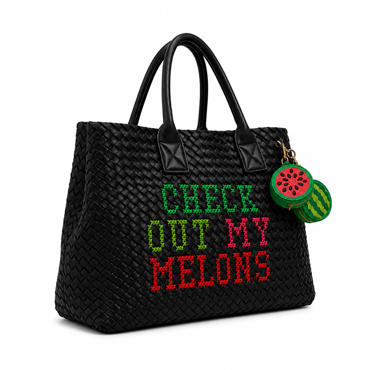 Check Out My Melons Handbag Black