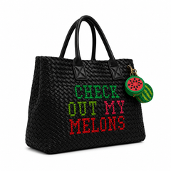 Check Out My Melons Handbag Black