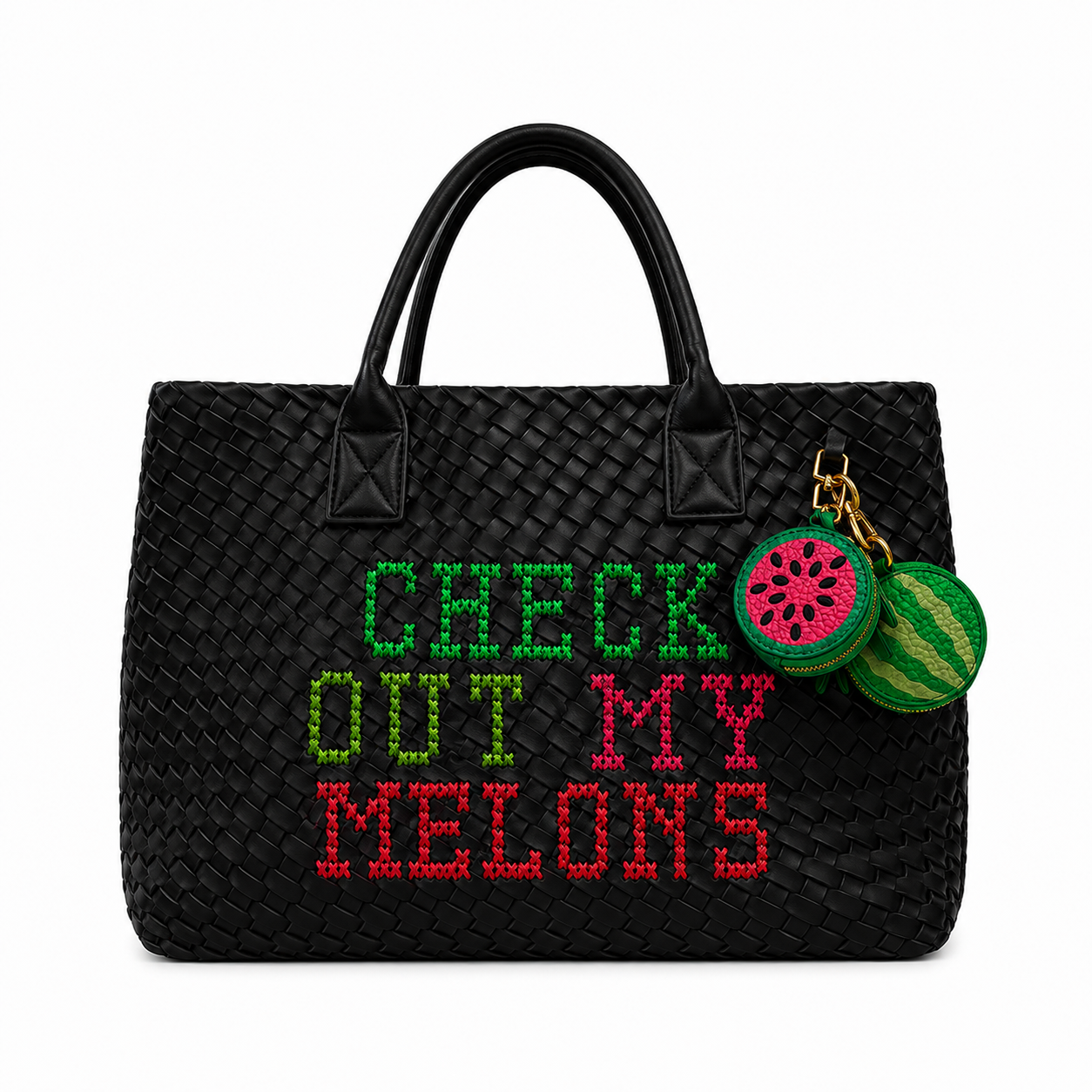 Check Out My Melons Handbag Black