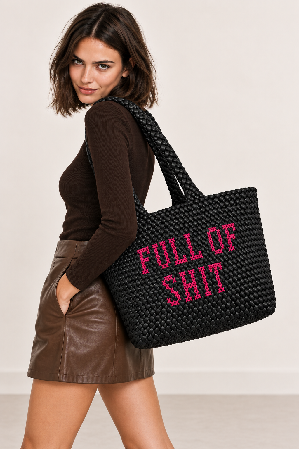 Large Full of Shit Burgundy Handbag