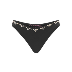 Aaliyah Hand Embroidered Black Bikini Bottom